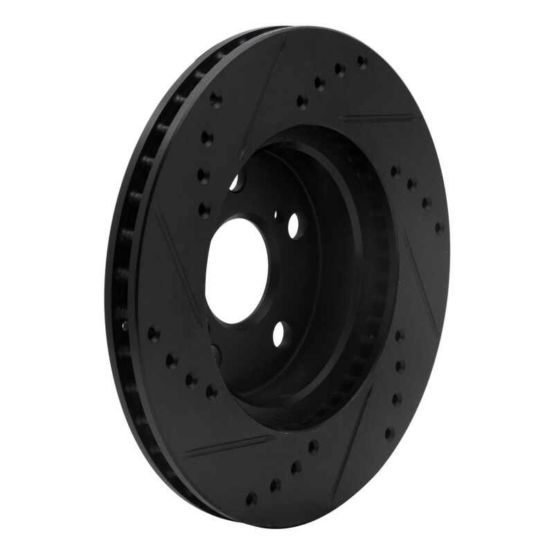 Toyota Prius Brake Rotor (1) - Front Right - R1 Concepts - Drilled & Slotted - Black - `04-`09